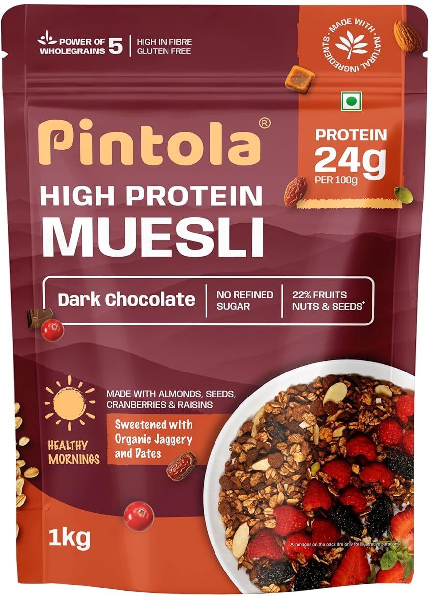 High Protein Muesli Dark Chocolate & Cranberry,Muselies Fruit Nuts 1 kg Protein Cereal
