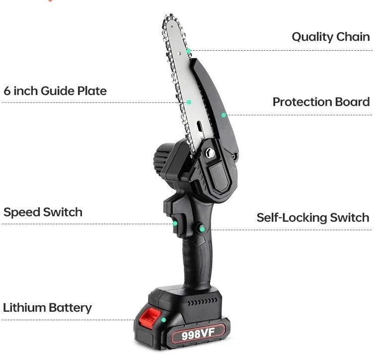xydrozen 48W Electric Chainsaw Kit with Two Battery Packs Lightweight Portable Electric Chain Saw, 2 Pcs Rechargeable Battery Cordless Chainsaw-picture-35