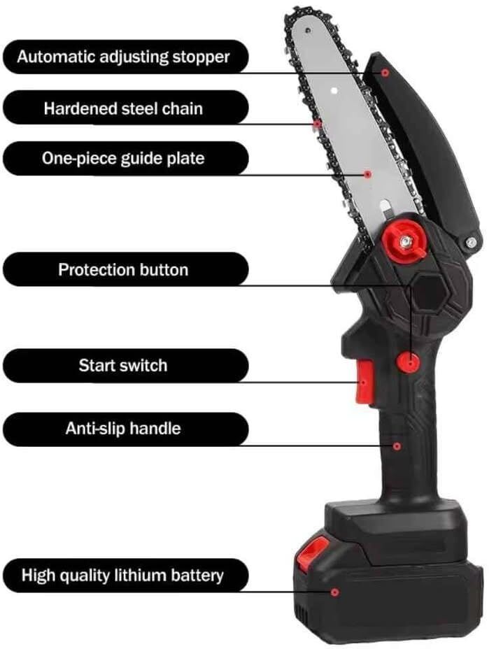 xydrozen Cordless Electric Chainsaw 48W with Dual Battery Set One Hand Lightweight 48V Cordless Chainsaw Cordless Chainsaw-picture-16
