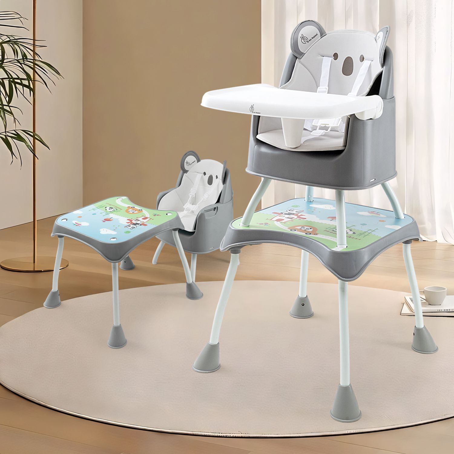 Cherry Berry Grand Baby High Chair with 5 Point Safety and Convertible Mechanism