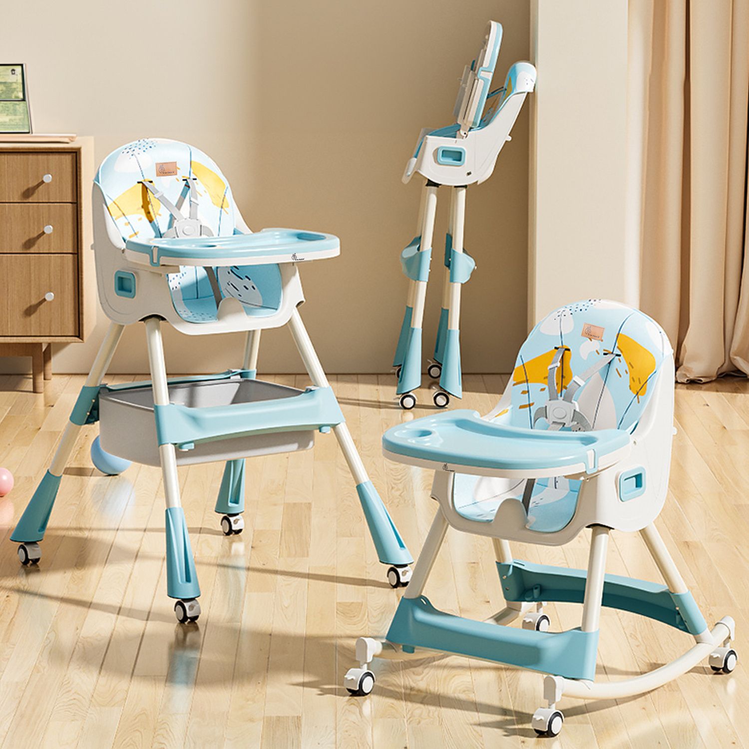 Sugar Doodle High Chair for Baby | 3-in-1 Convertible Rocking & Feeding Chair