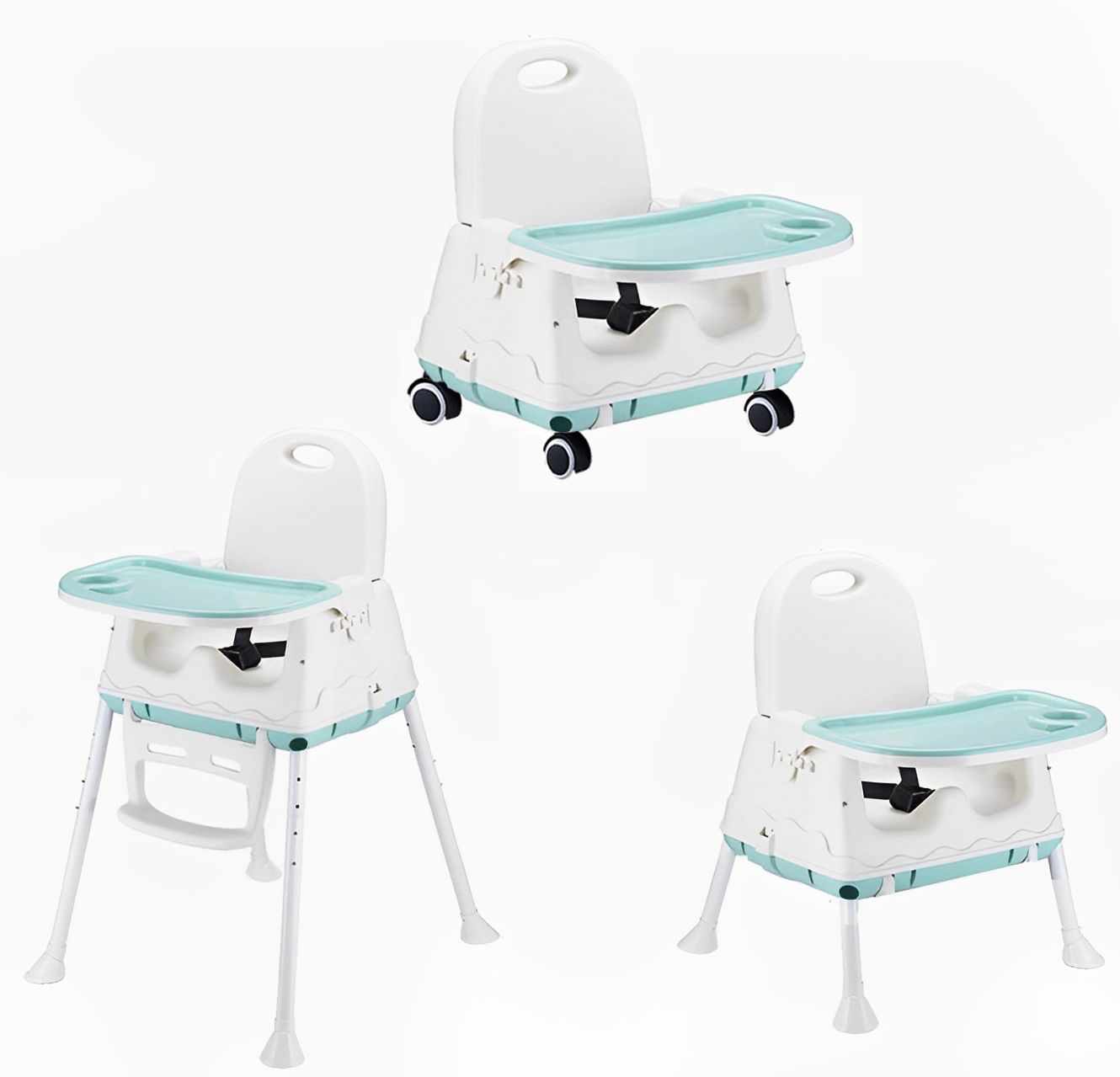High Chair for Baby KidsSafety Toddler Feeding Booster Seat Dining Table Chair with Wheel and Cushion -Mint-image-26