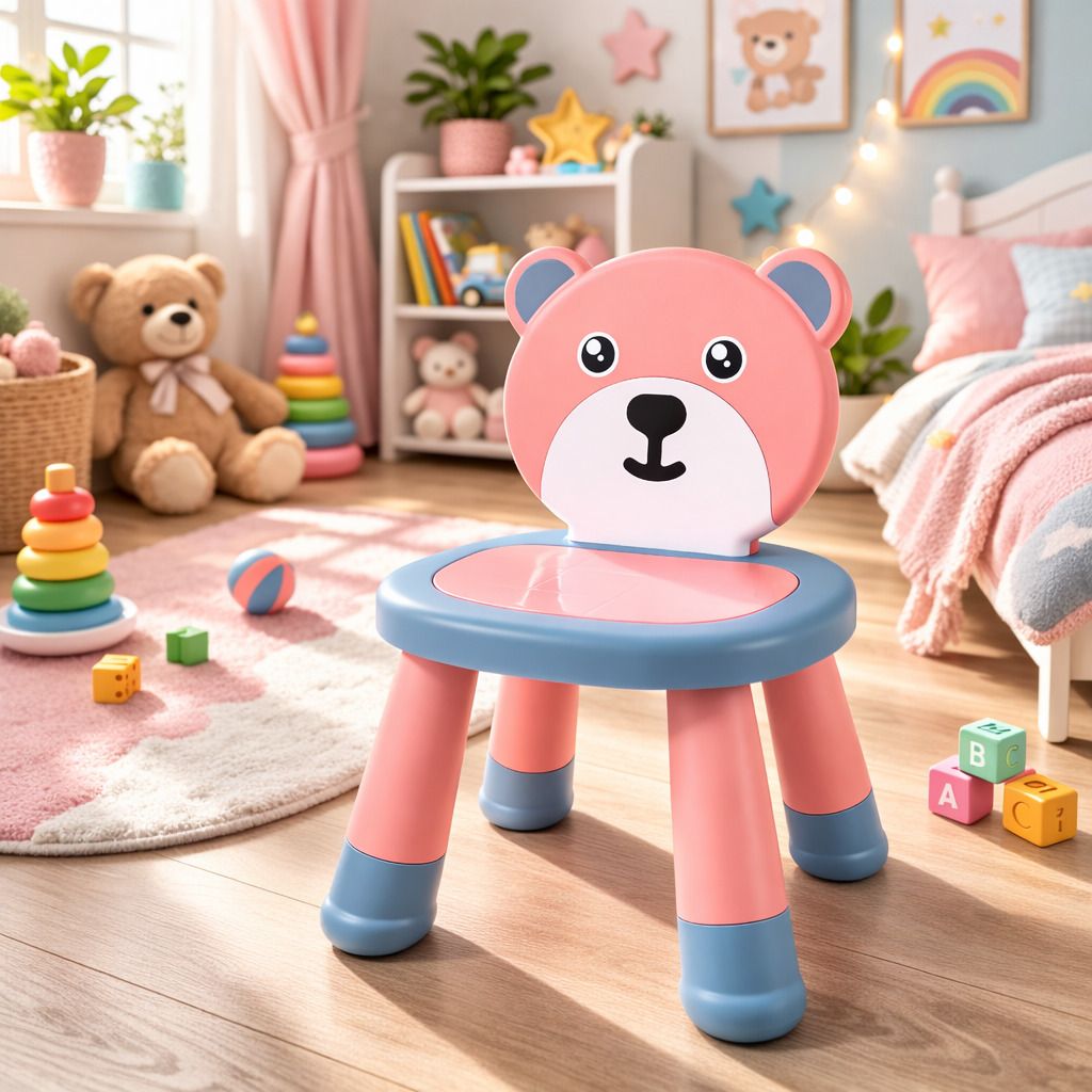 Cute Bear Shaped Plastic Chair for Toddlers & Kids