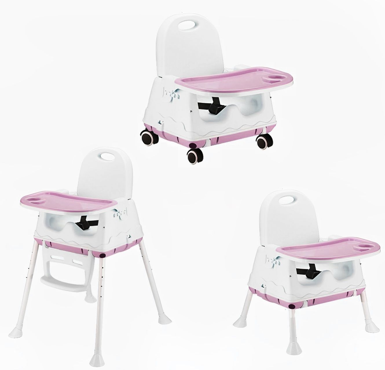 High Chair for Baby Kids, Safety Toddler Feeding Booster Seat Dining Table Chair with Wheel