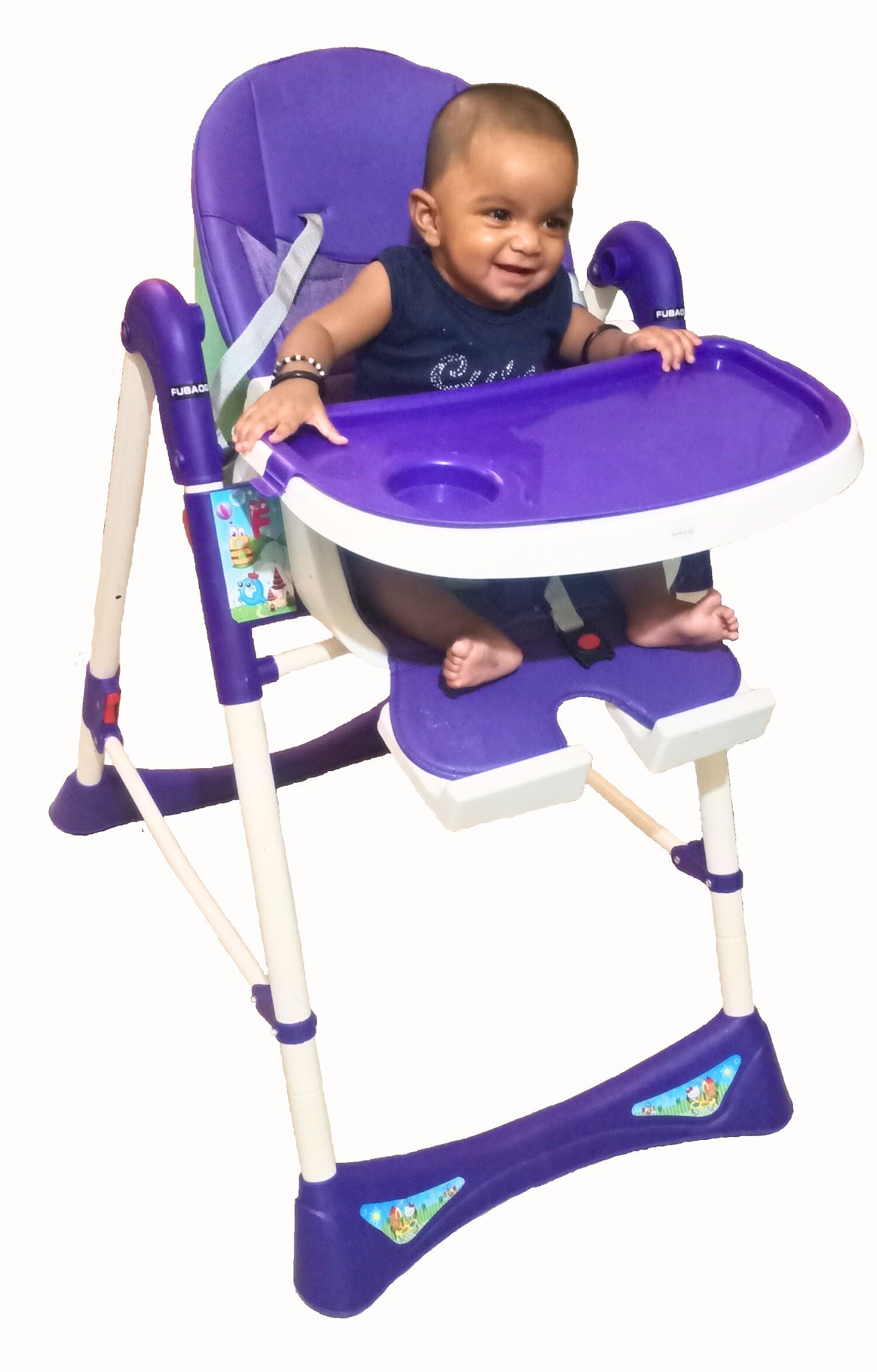 Feeding Chair with Adjustable Ht.,Recline&Footrest,Booster Seat,Tray&Safety Belt