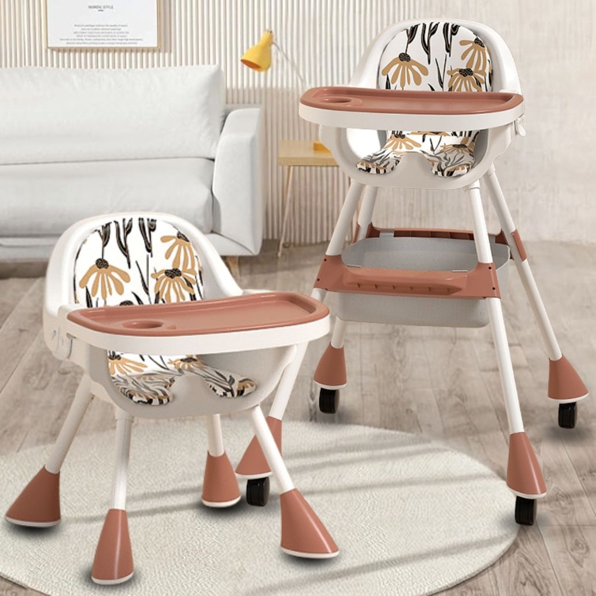 3-in-1 Convertible High Chair for Kids - Trendy Design, Adjustable, Foldable
