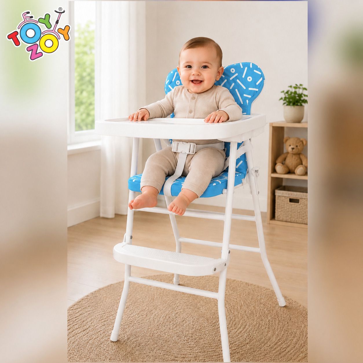 toyzoy Cushy Cheer Baby High Chair and Feeding Chair with and Foldble Design (Sky Blue)-picture-14