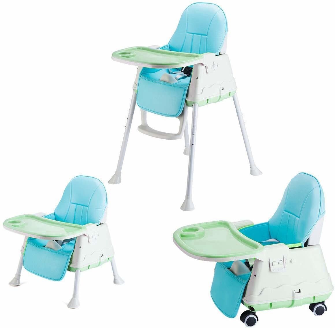 High Chair for Baby Kids, Safety Toddler Feeding Booster Seat Dining Table Chair with Wheel and Cushion