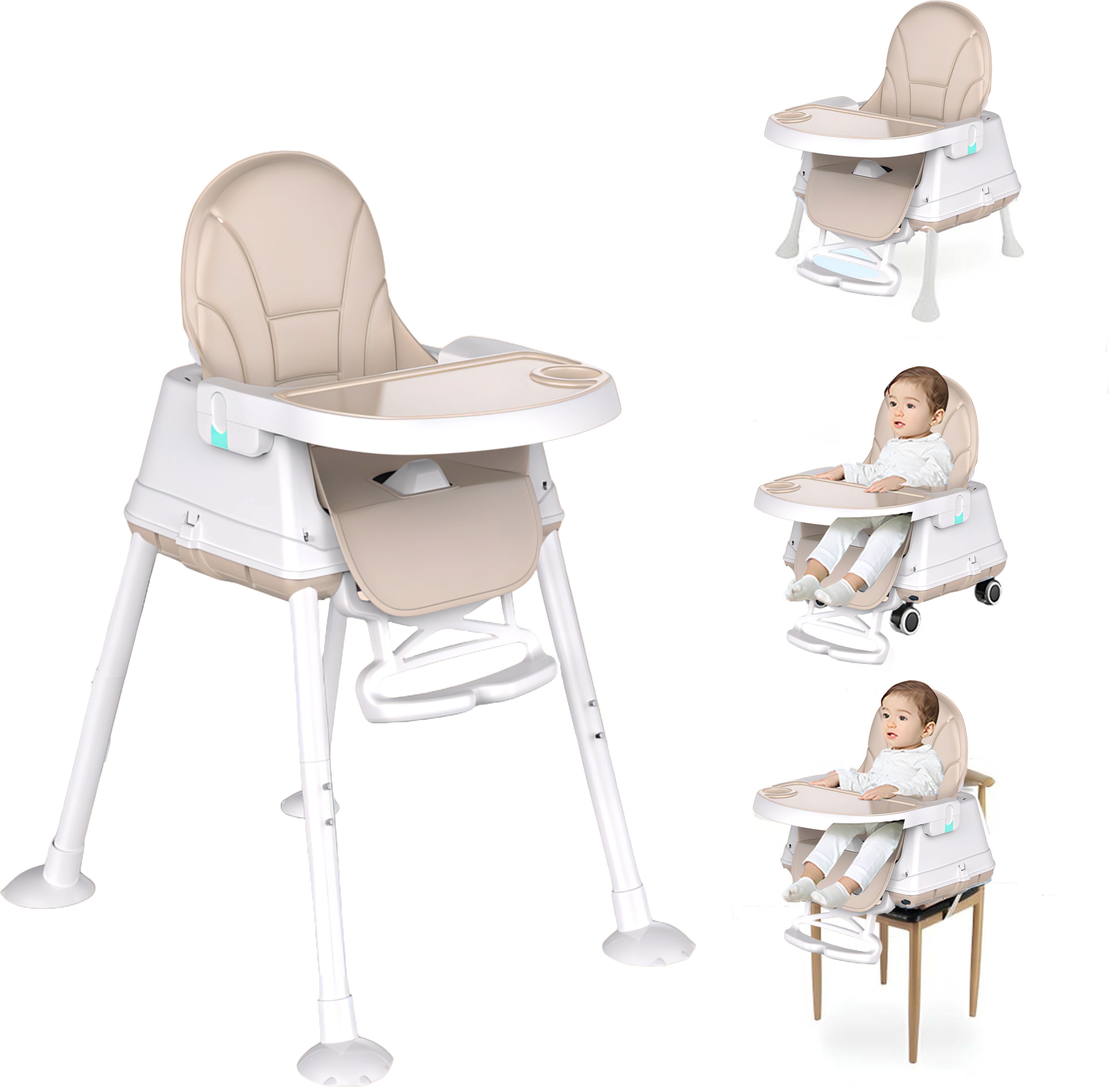 golden bee Deluxe 4 in 1 Baby High Chair,Feeding Seat,Tray,Wheels,Cushion Seat,6-36 months-picture-38