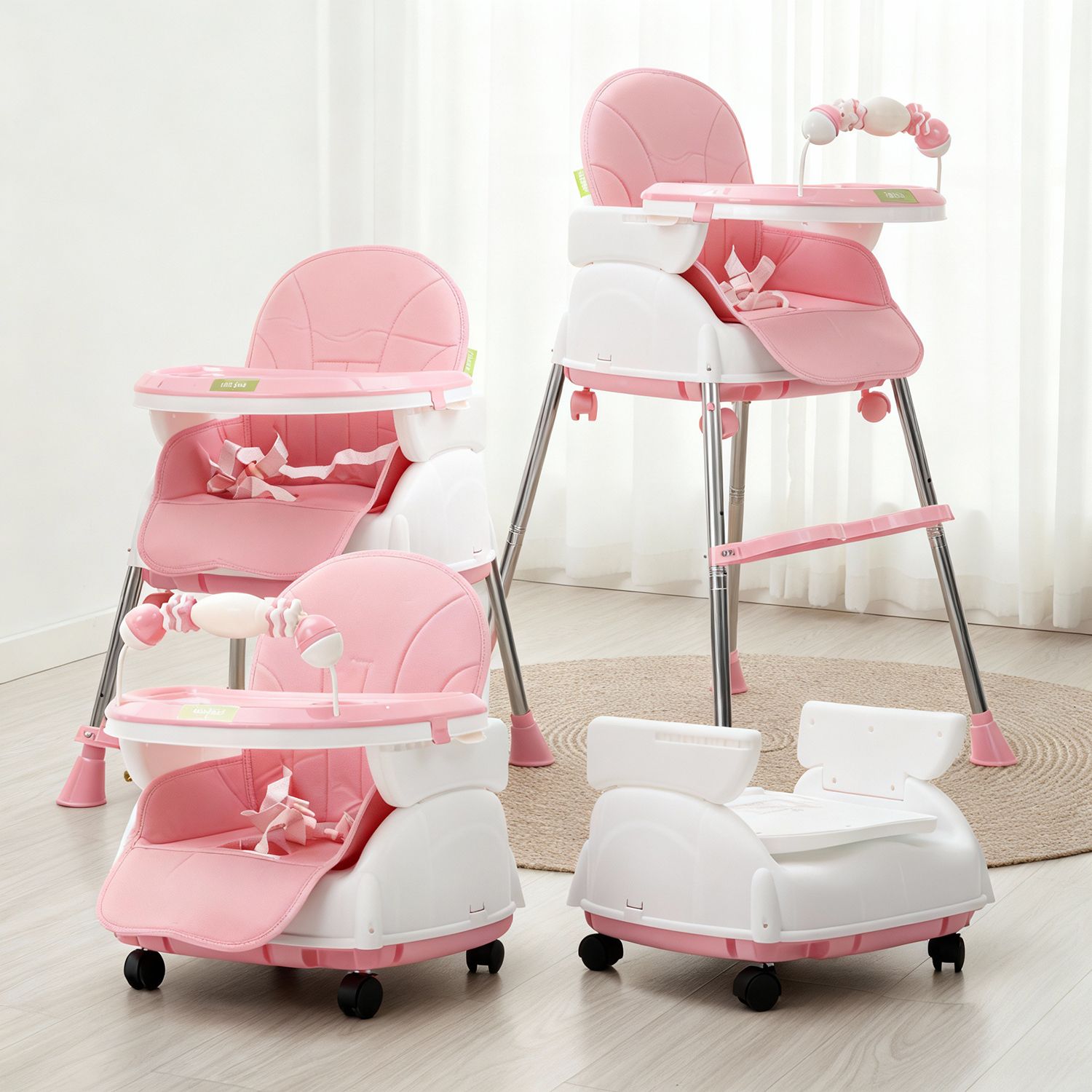 4 in 1 Nora Baby High Chair for Kids Two Height Adjustable Feeding Booster Seat-image-41