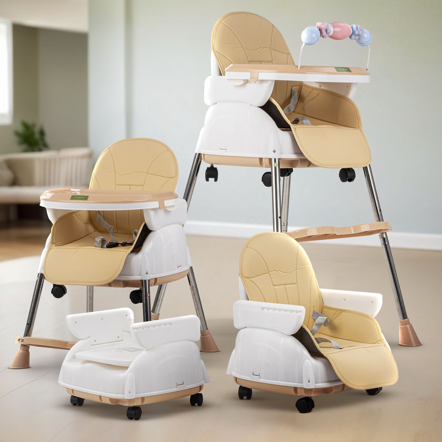 Convertible High Chair for Kids Adjustable Height Baby Booster Seat with Tray-image-40