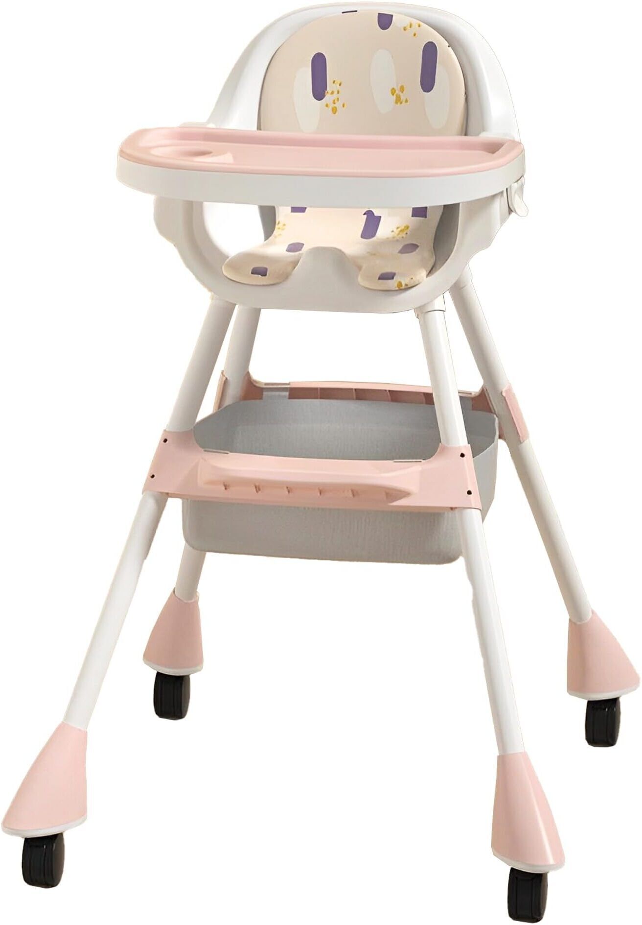 High Chair for Baby Kids Safety Table Chair with Wheel and Cushion