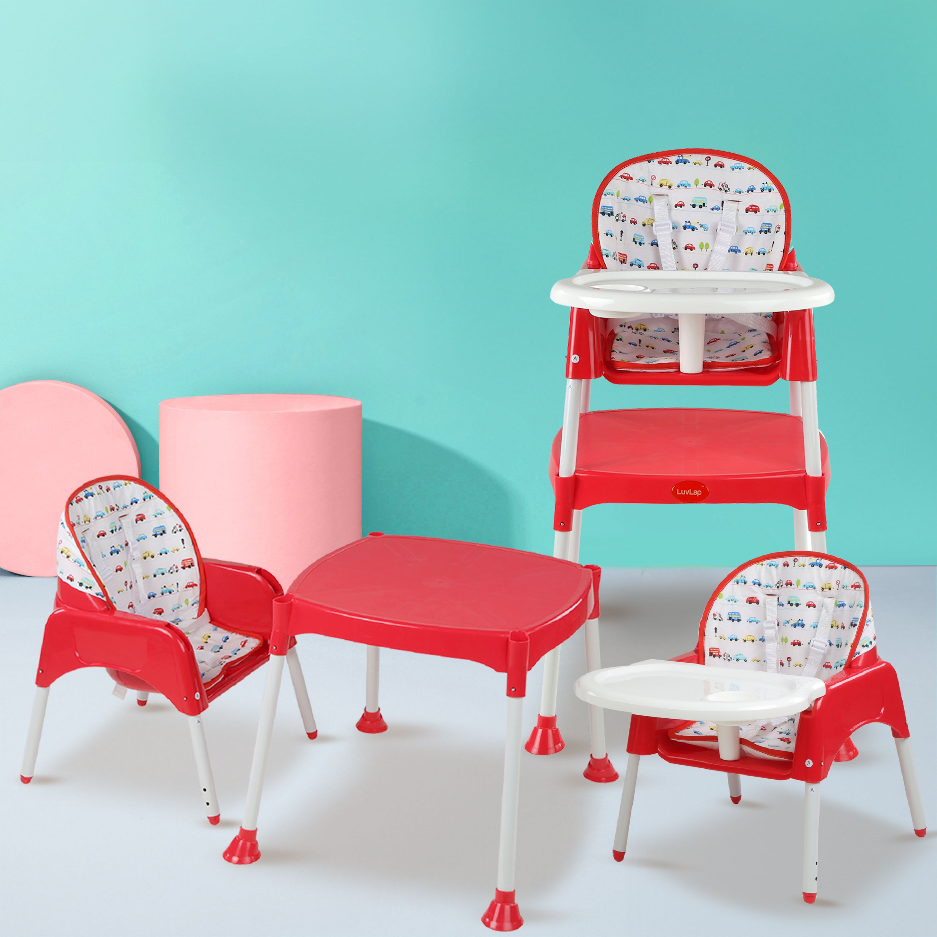 3-in-1 Convertible High Chair with 5-Point Safety Belts, 6 to 36 Months Baby