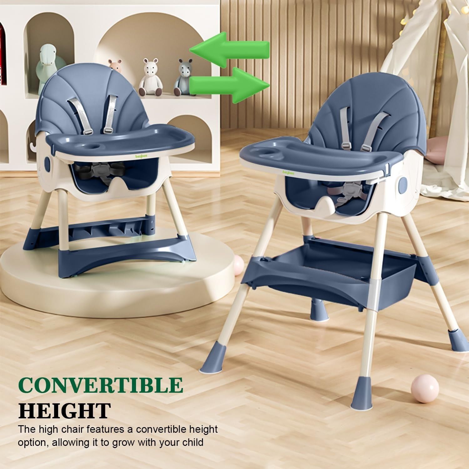 Liora 4-in-1 Convertible Baby High Chair for Kids Baby Booster Seat with Tray &