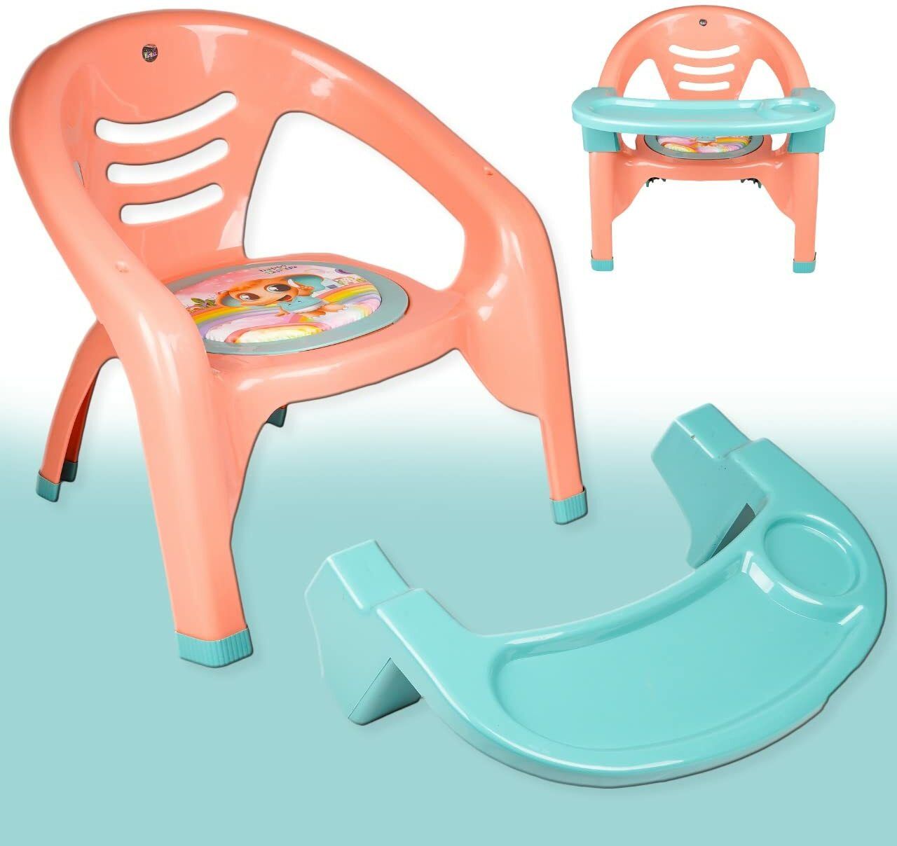 Small Baby Chair with Front Food and Safety Tray,Soft Cushion With Baby Whistle