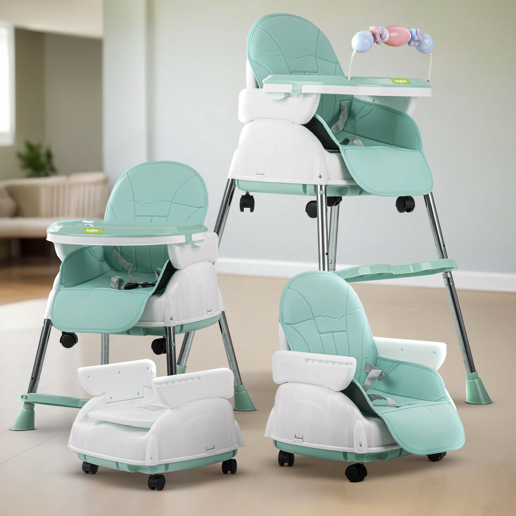 Convertible High Chair for Kids Adjustable Height Baby Booster Seat with Tray