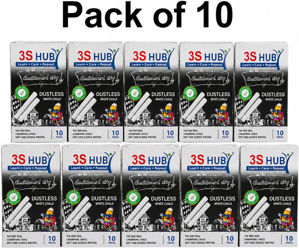 3shub 100 Chalk Piece Box, Non Toxic Chalk for Teachers & Students Writing Sold Chalk-picture-20