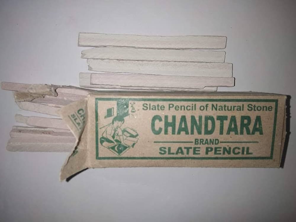 natkhatsawariya New Slate Pencil chandtara 10 box each box contains 10 pcs Slate Pencil Chalk Box-picture-47