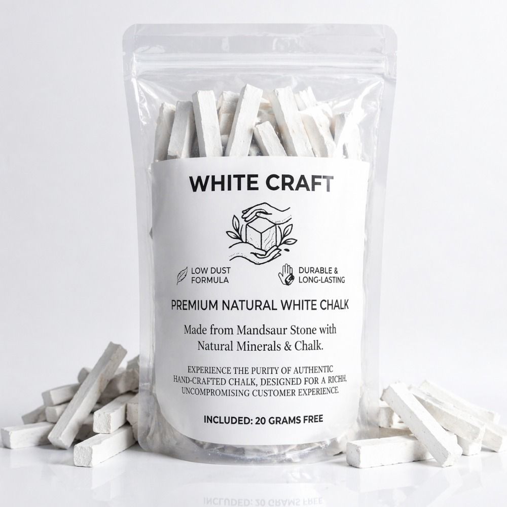 whitecraft Edible Slate Pencil Crunchy Chalk for Eating Traditional Khadi Saleti Pencils Slate Chalk White Chalk-picture-25