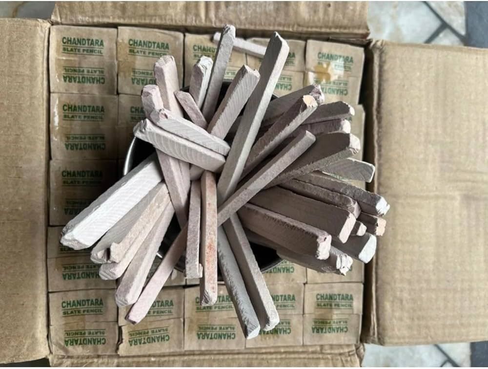natkhatsawariya pure natural stone earthy slate pencils 10 box Slate Pencil Chalk Box-picture-41
