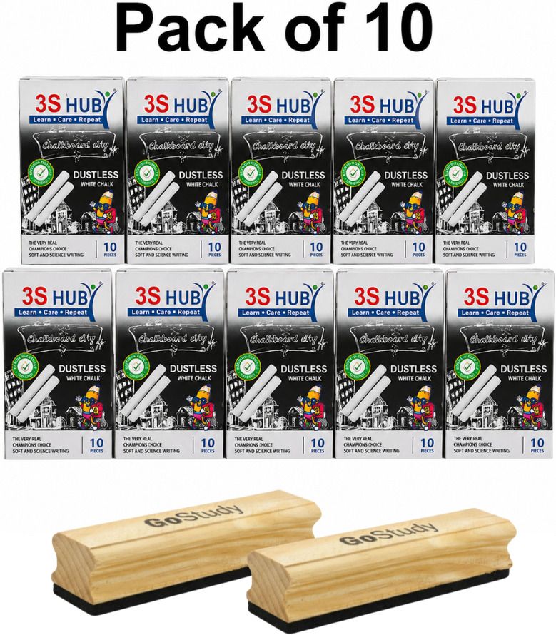 3shub Dust Free Blackboard WhiteChalk | Non Toxic School Chalk for Teachers & Students Writing Chalk-picture-44