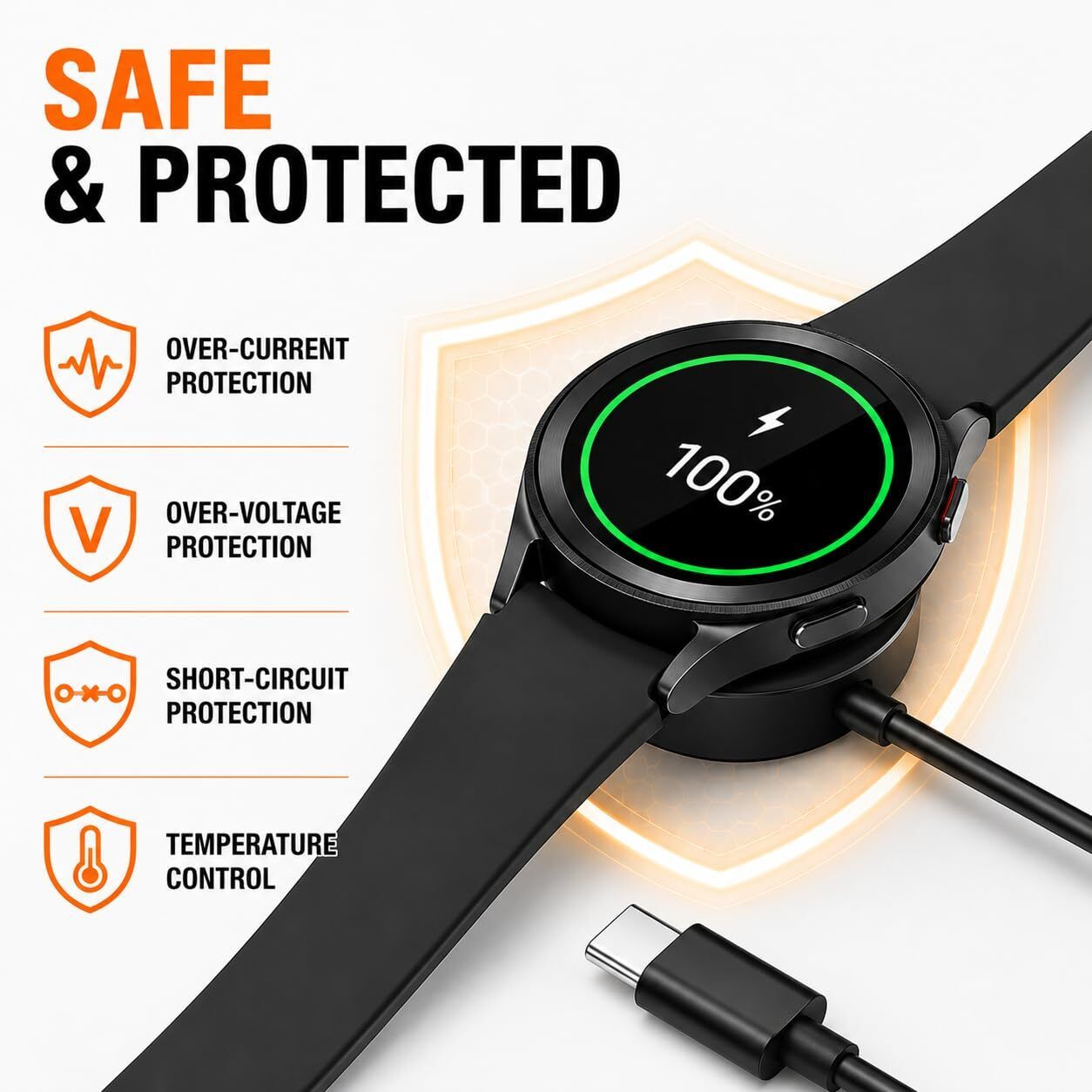 Viraan USB Type C Watch Charger Compatible with Samsung Smartwatch Accessories Charging Pad-image-25