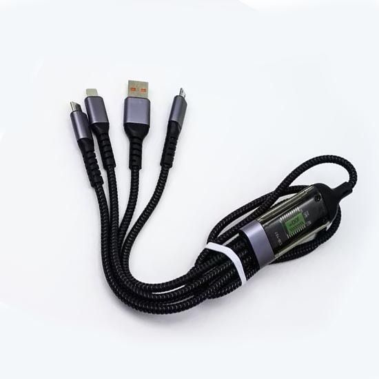 Huntindia 3-in-1 LED Display Fast Charging Cable 100w Type C Charger Cable Braided Cable Charging Pad-image-24