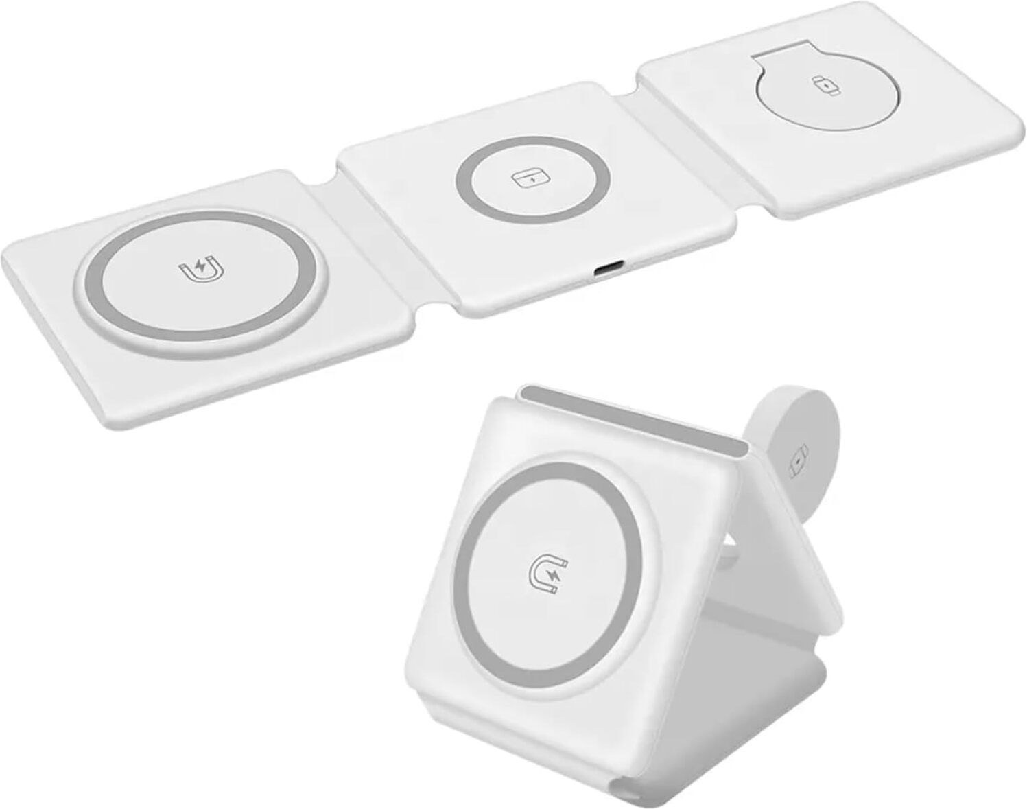 Techpunch Latest Magnetic Wireless 3-in-1 Charger Station for All Smartphones Charging Pad-image-5