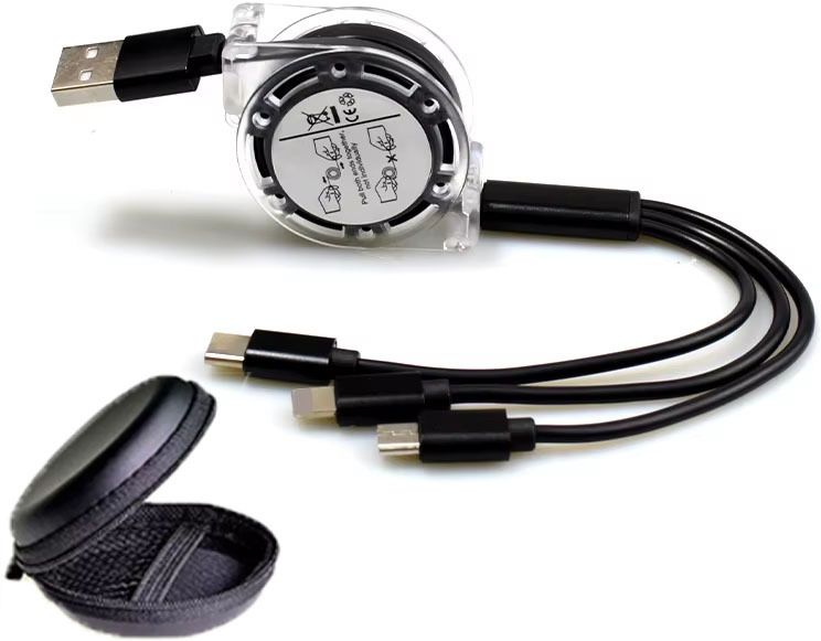 Huntindia NylonBraided Multiple Charging Cord Cable Universal Retractable 3in1 Cable+Pouch Charging Pad-image-45