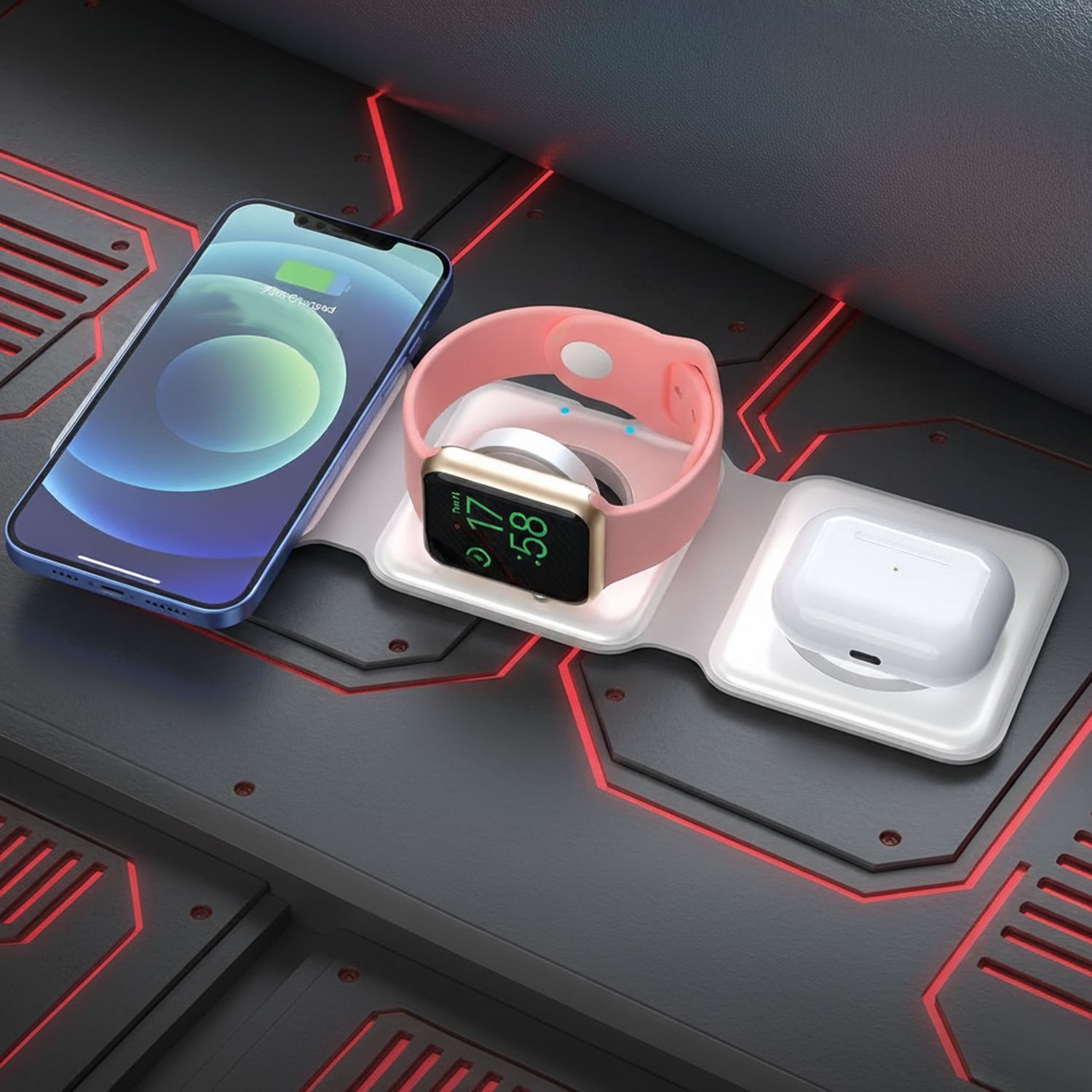 Gizmophy 15W MagSafe Magnetic 3-in-1 Wireless Charger: 3-Way Foldable Charging Station Charging Pad-picture-37