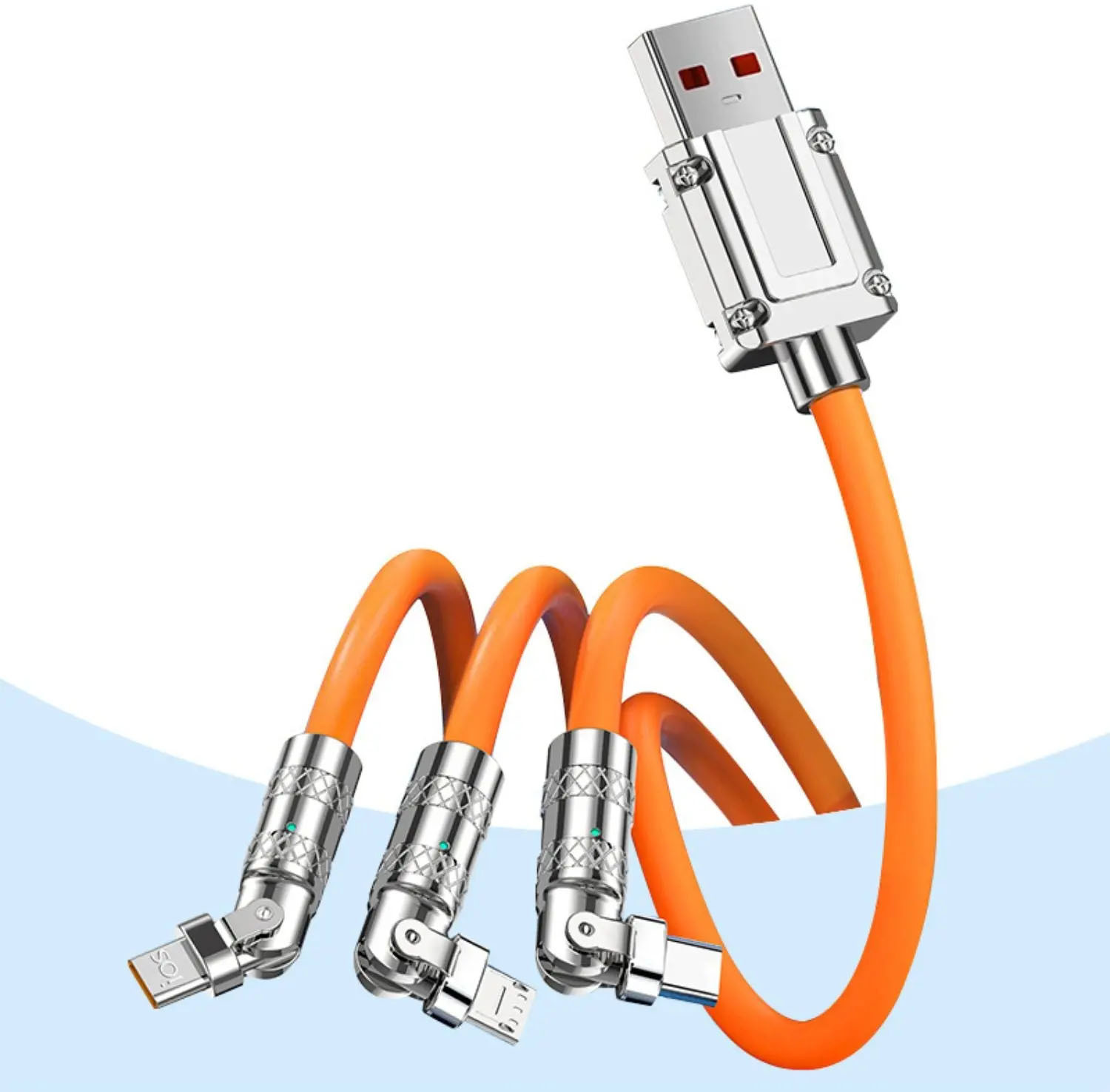 BUFONA 120W Fast Charging Cable For All iOS, Type C, Android & Micro USB Other Devices Charging Pad image 1