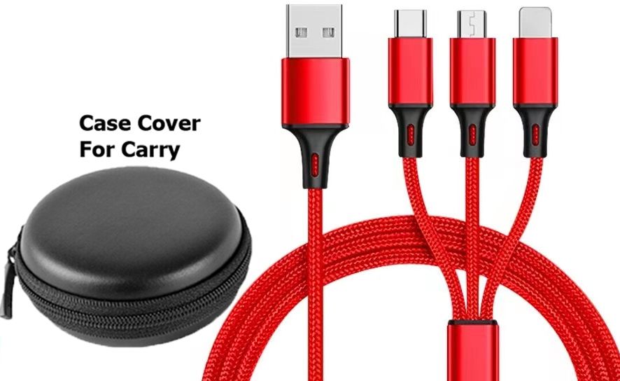 POZUB Nylon Braided Multifunction 3in1 Fast Charging Cable MultiplePin Data Cable Charging Pad-image-28