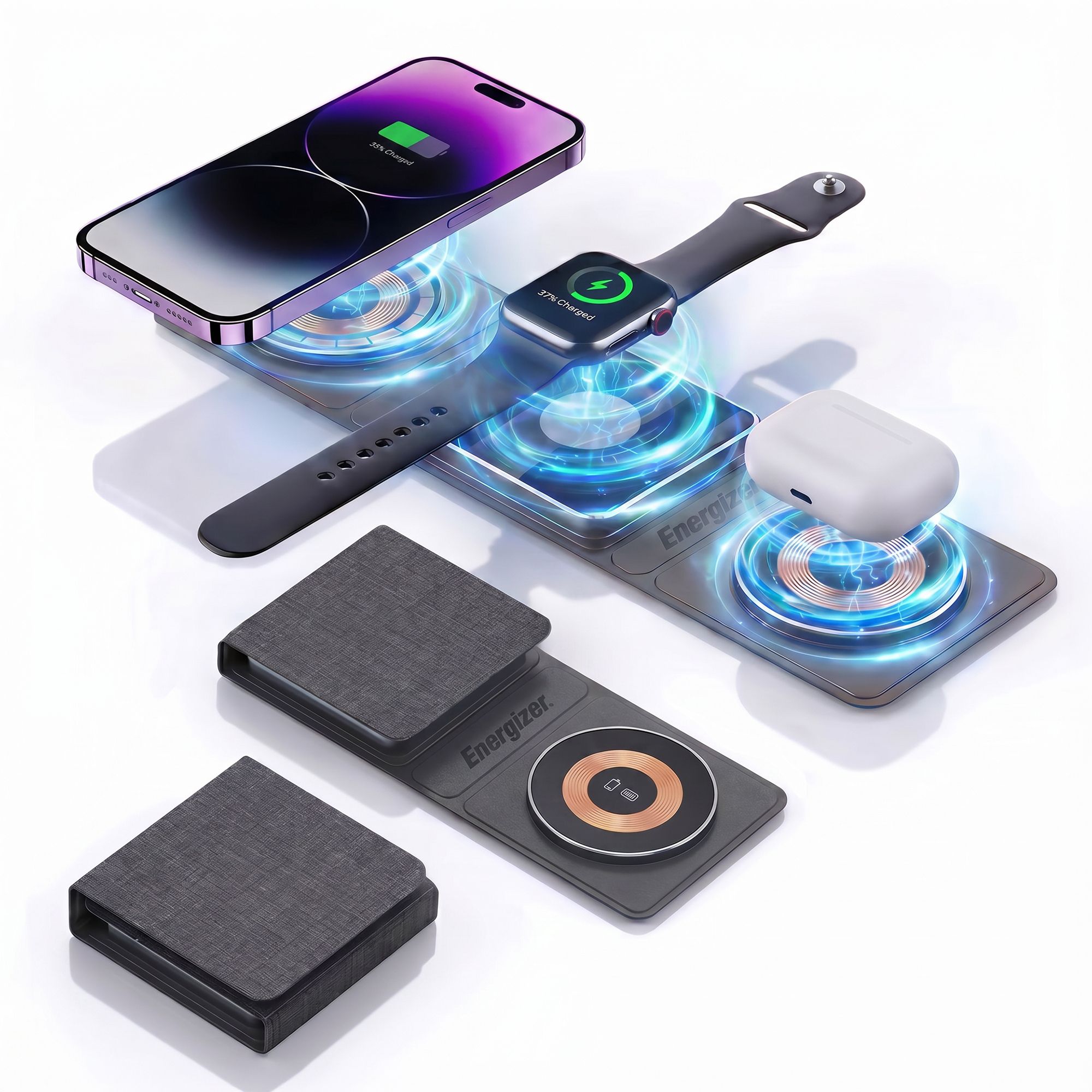 Energizer Wireless Charging Station, 15W Magnetic Fast Charger, Foldable & Portable Charging Pad-picture-12