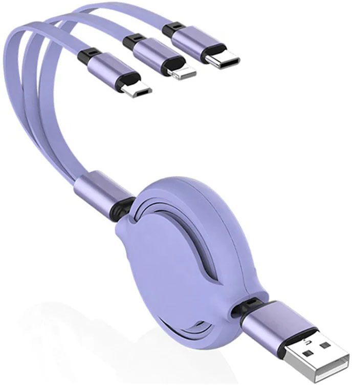 BUFONA Nylon Braided Multiple Charging Cable 3 in 1 USB Fast Charging Data Cable Charging Pad-image-40