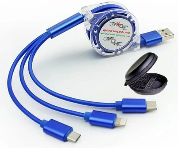 Huntindia 3-in-1 Retractable Charging Multi USB Cable Multiple Charging Cord Cable+Pouch Charging Pad-image-39