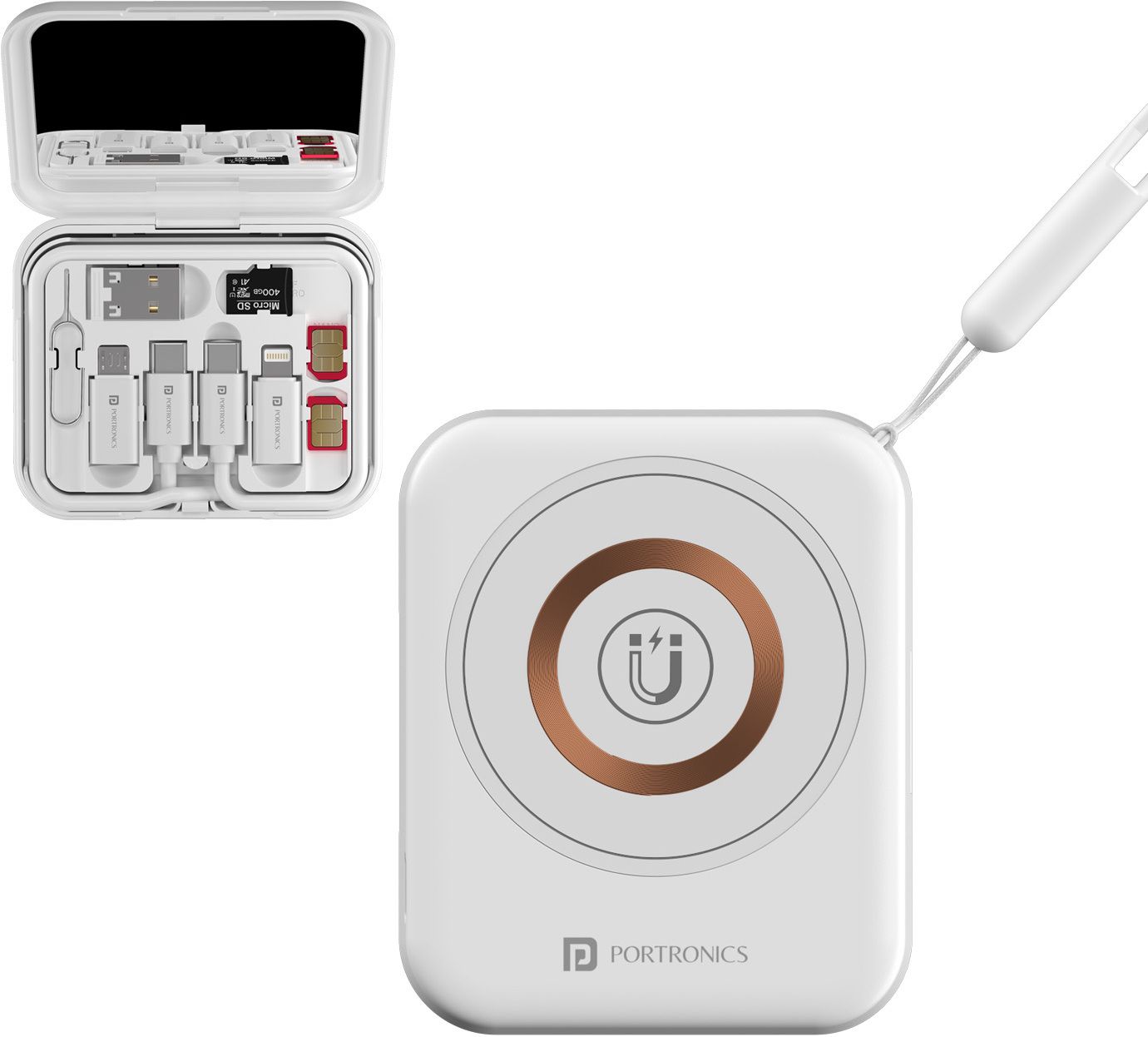 Portronics Smartpod 3-1 Wireless Charger,Multifunctional Cable Kit,Cleaners,Makeup Mirror Charging Pad-image-0