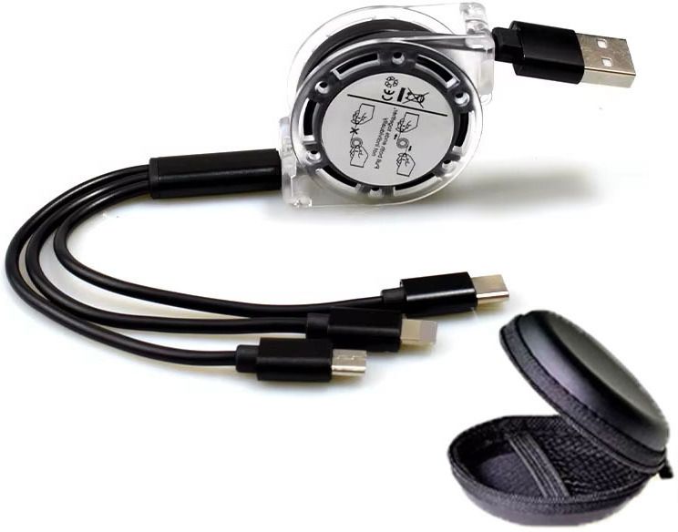 Huntindia 3in1 Retractable Multiple Charging Cable Micro USB Type C for Travel Car Office Charging Pad-image-40