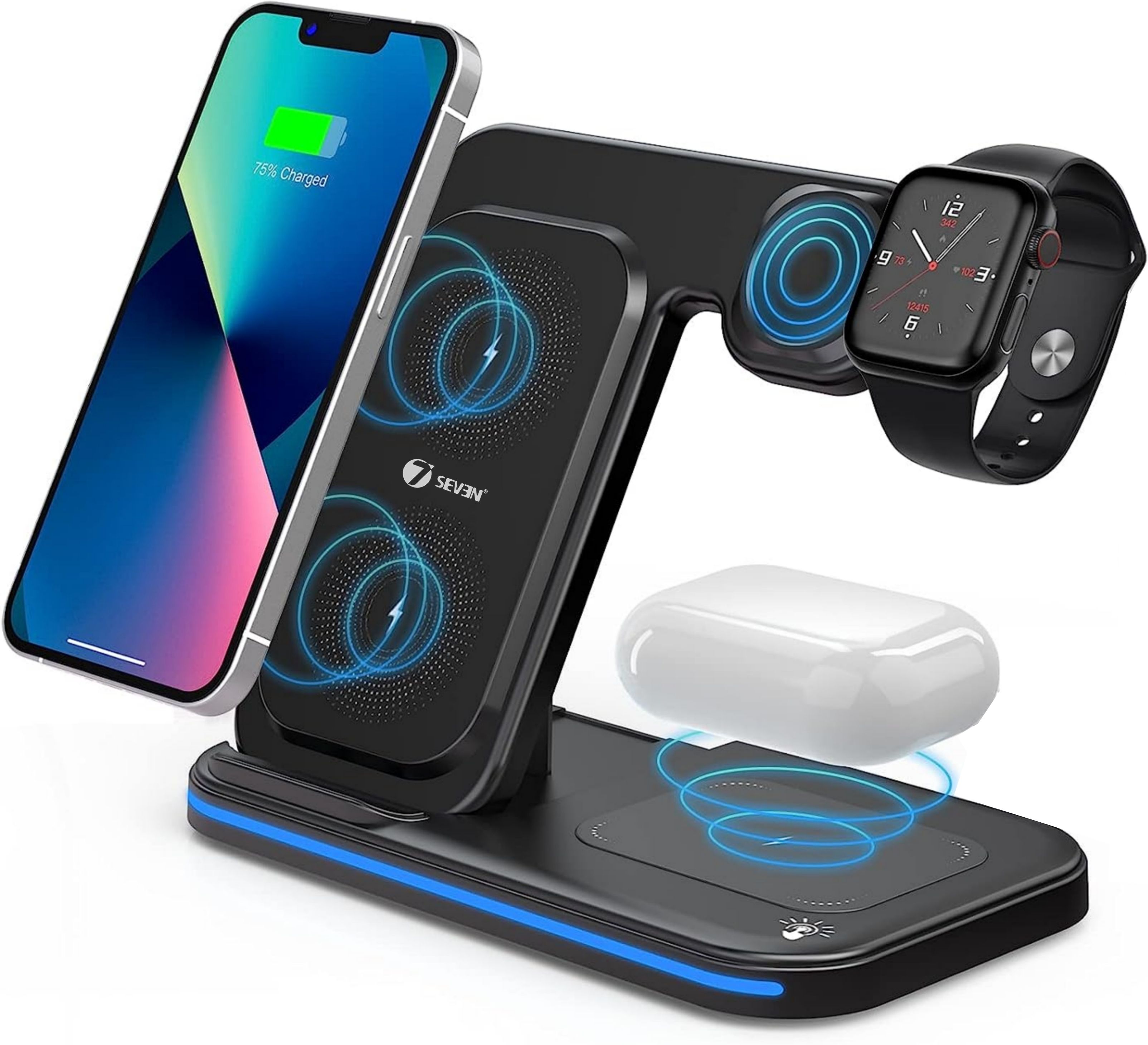 7SEVEN 3 in 1 Fast Wireless 15W Charger for iPhone, iWatch and Airpod OJD-95 Charging Pad-picture-11