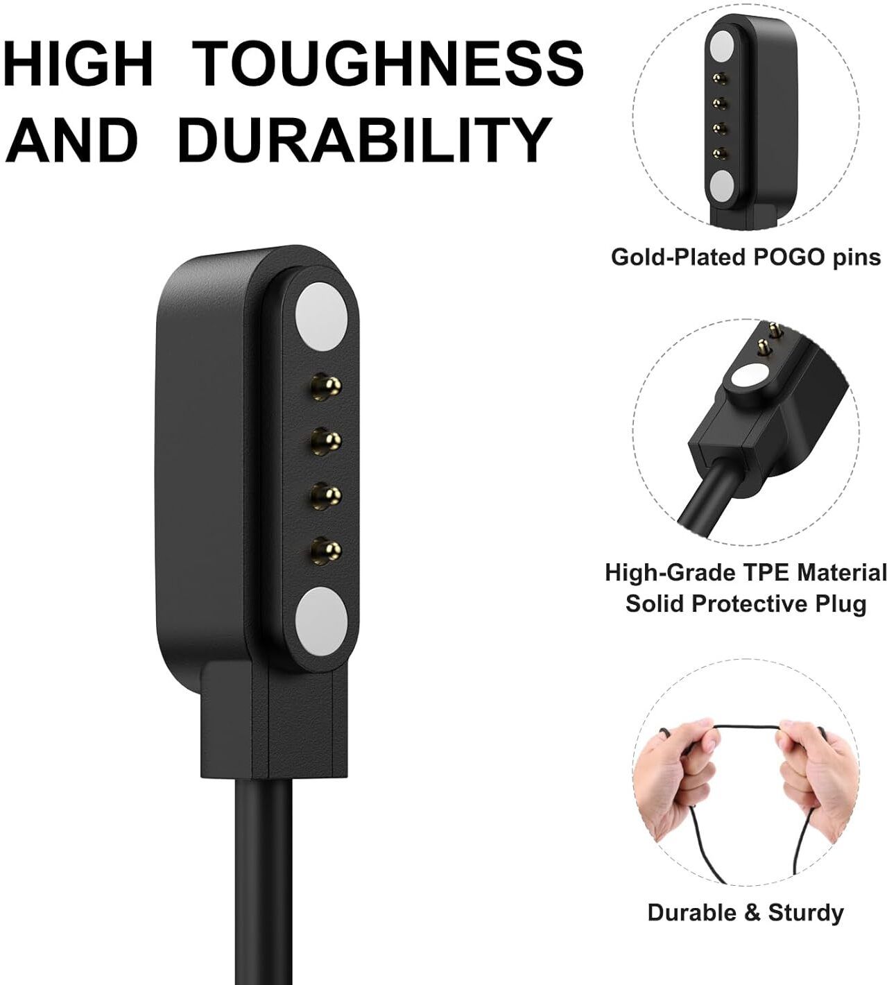 clickon FireBolt Infinity & Infinity Luxe 4-Pin Magnetic Smartwatch Charger USB Cable Charging Pad-image-26
