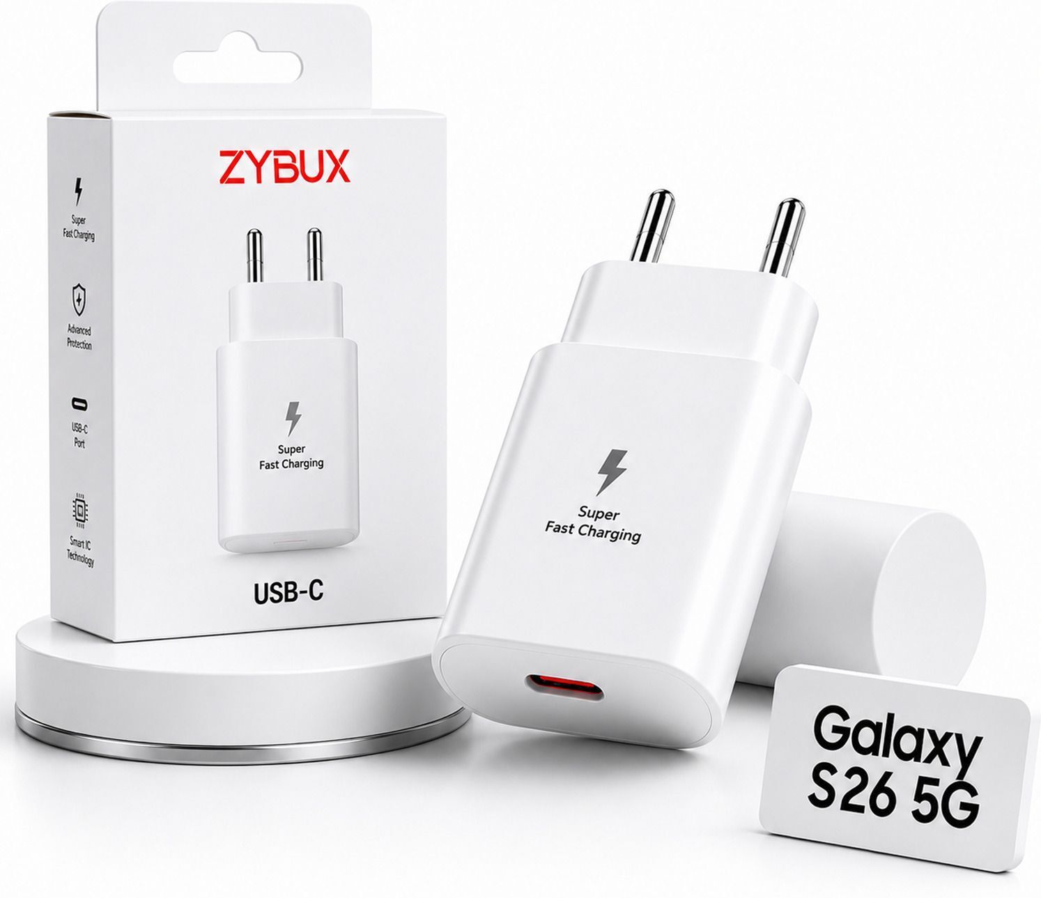 Zybux 25W Type-C Original Super-Fast Samsung Galaxy S26 5G Charging Adapter Cable Charging Pad-image-23