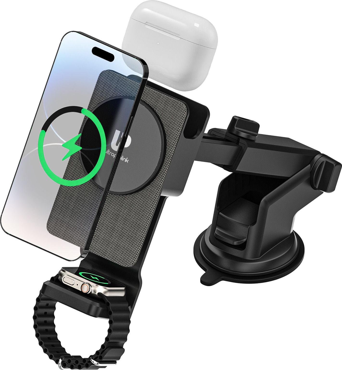 Ultraprolink Vylis Auto 20 UM1140 Mag-safe 3-in-1 Wireless Car Charger Dock 20W Fast Charge Charging Pad-image-15