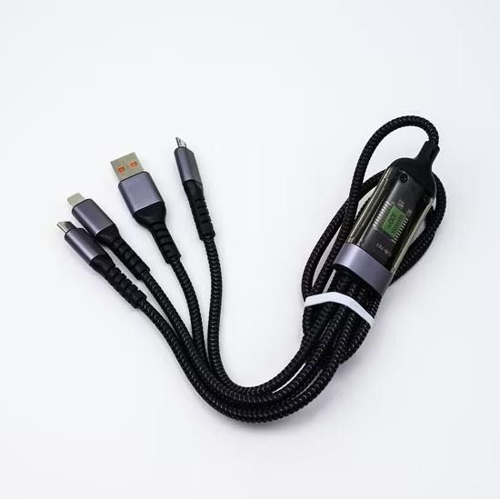 Huntindia 3-in-1 LED Display Fast Charging Cable 100w Usb Type C Micro Charger Cable Charging Pad-image-23