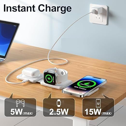 Viraan 3 in 1 Magnetic Wireless Charging Pad Compact Charging Solution Charging Pad-image-43