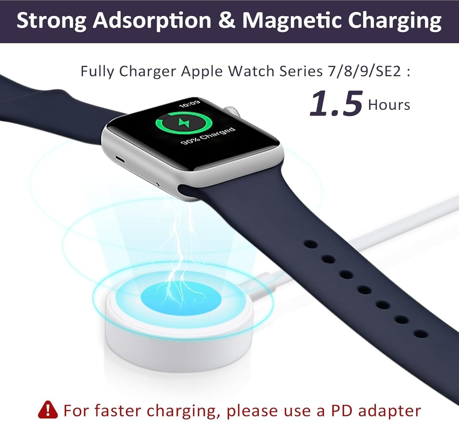 Cokoeye Fast Magnetic USB Charger Cable for Apple Watch 1m Compatible with all Series Charging Pad-image-35