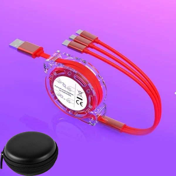 Huntindia 3 in 1 Charging Cable Retractable Multiple Charging Cord Mobile Cable+Pouch Charging Pad-picture-36