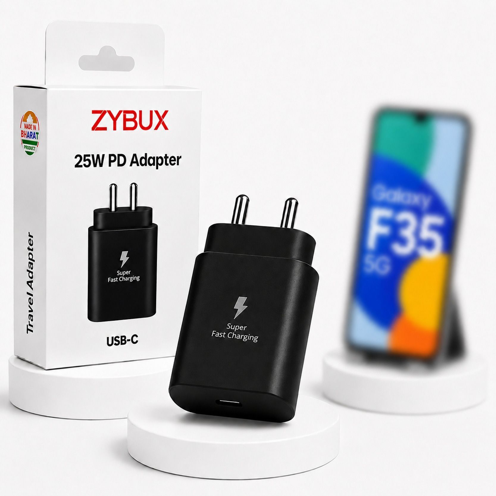ZYBUZ Original 25W Type-C Super Fast Charging Adapter For Samsung Galaxy F35 5G Mobile Charging Pad-picture-36