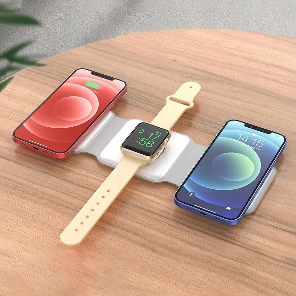 Viraan 3 in 1 Magnetic Wireless Charging Pad for Phone Watch and Earbuds Charging Pad-image-42