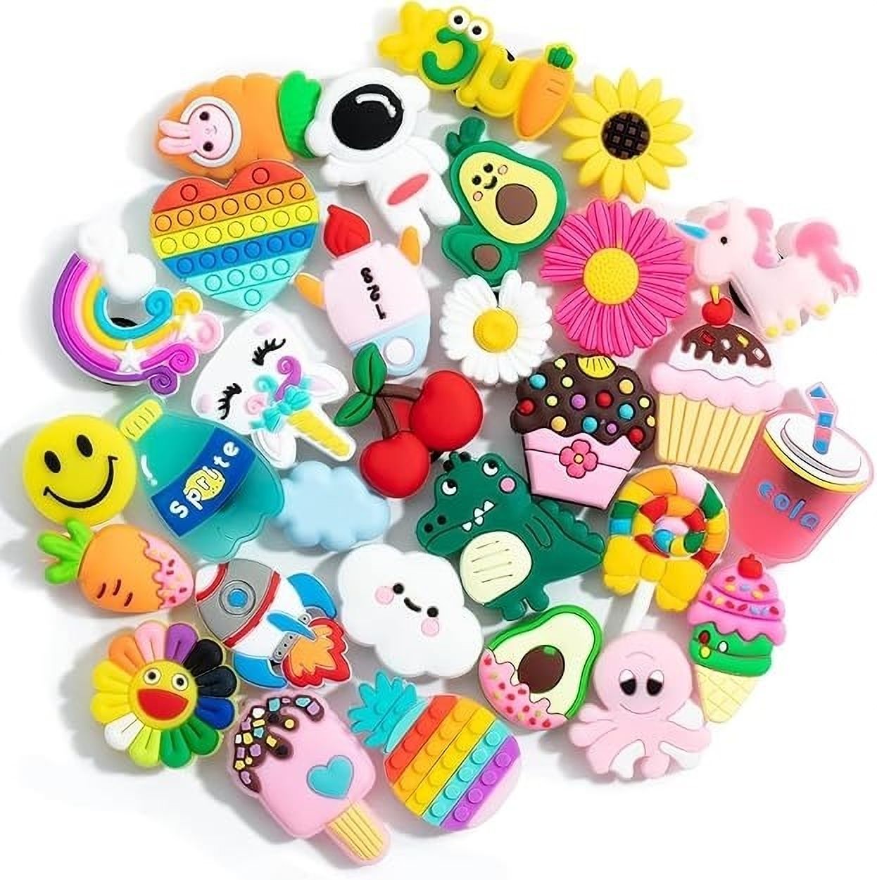 BABOLE BABOLE PACK OF 30 COLOURFUL SHOE DECORATION CHARMS Rubber Shoe Charm-picture-26