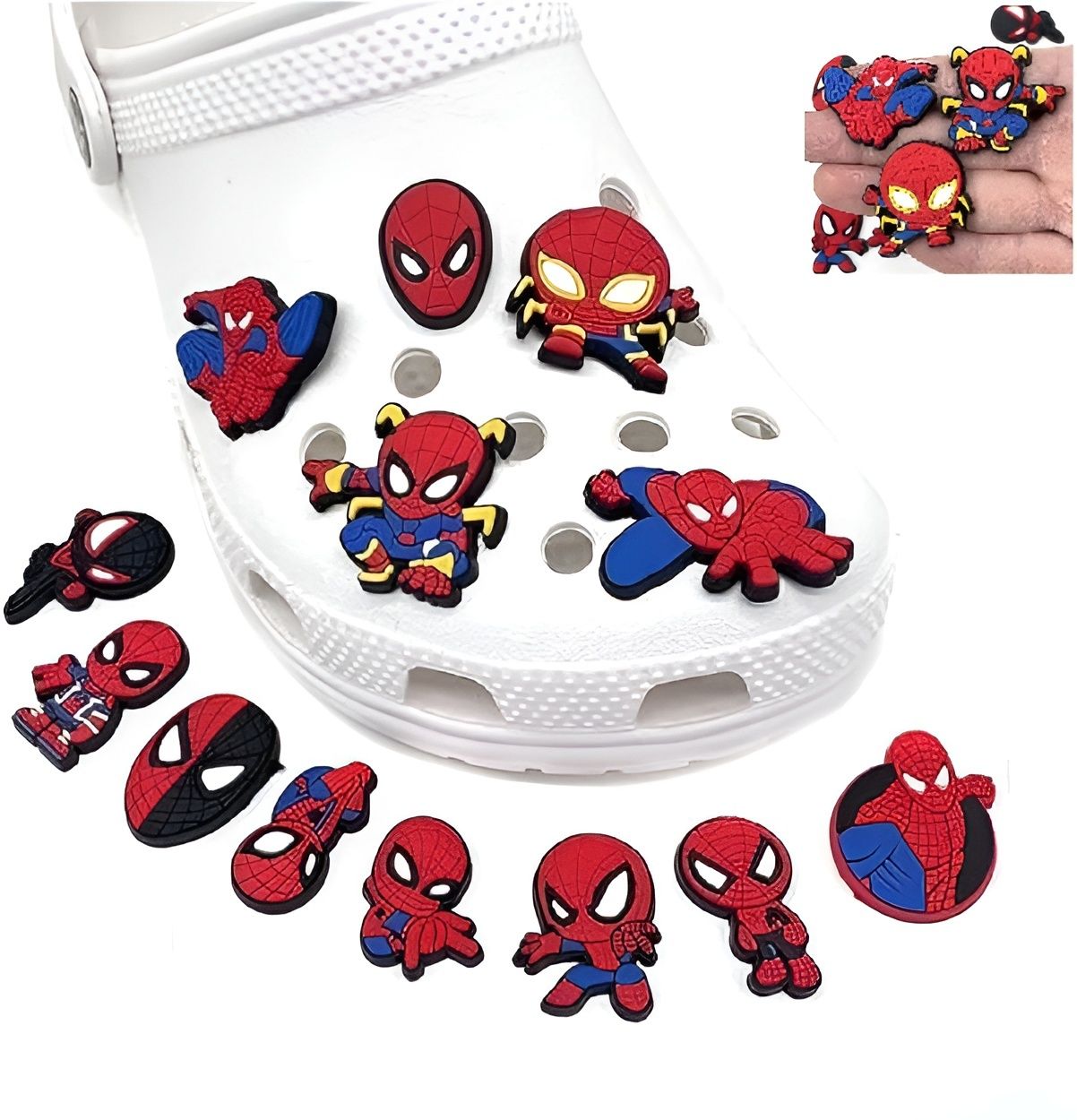 NIRMATSARAY 13pcs Rubber Spiderman Charms for Clogs Slipper Crocs Shoes Accessories Rubber Shoe Charm-image-40
