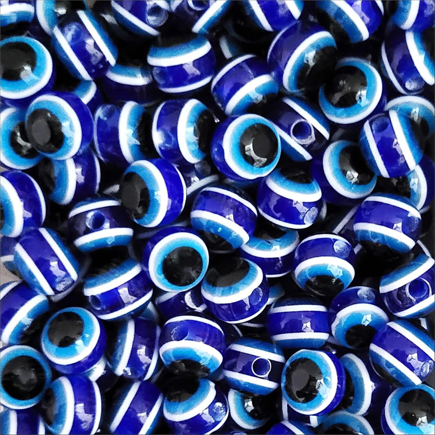 Zibuyu 100 Evil Eye Dark Blue Round Beads | Size 8 mm | Charm Beads for Craft Acrylic Beaded Charm-picture-18